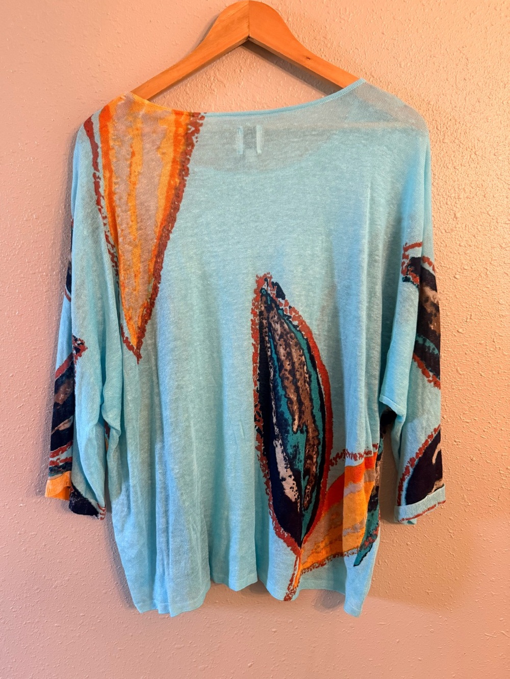 NWT Nic and Zoe Grove Linen Blend Sweater XL Aqua - Picture 6 of 9
